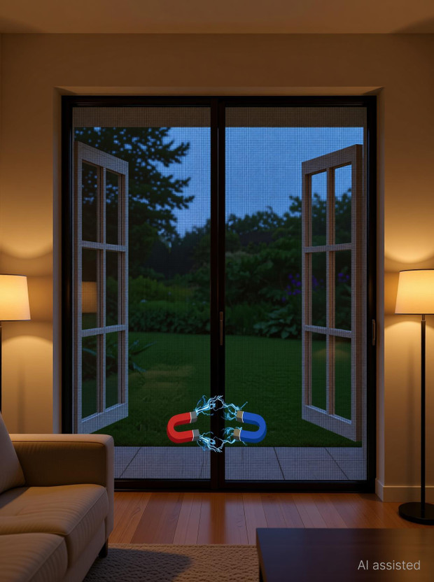 TurtleGrip Magnetic Window Mosquito Net with Self-Adhesive Tape