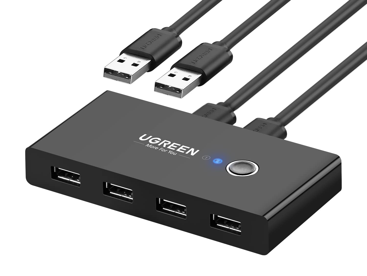UGREEN 4-Port USB 2.0 Switch — Share Keyboard & Mouse Between 2 PCs