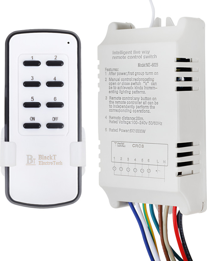 Blackt Electrotech BT116R RF Remote Control Switch Board (6 Channel)